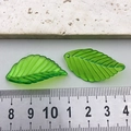 Translucent green leaf-shaped charms with vein textures for DIY jewelry making - Light Green Acrylic Osmanthus Leaf (21948)