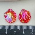 Gradient dark red peony petal beads with iridescent AB coating for jewelry making - AB Iridescent Red
