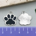 Tierpfoten-Anhänger aus Silberlegierung mit schwarzer Emaille für DIY-Schmuck - Schwarz Katzenpfote (12070) / 16x17mm