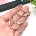 Silver crescent moon alloy charms with hollow design and hooks for DIY jewelry making - 25x38mm / White K Moon Shape Frame (10479)