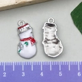 Festlicher Schneemann Emaille Legierung Anhänger für DIY Schmuck und Schlüsselanhänger - Weißer Weihnachts-Schneemann (21860) / 11x22mm