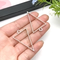 Silver isosceles triangle hollow metal frame pendant for DIY jewelry earring making - 25x39mm / White K Triangle Frame (10480)