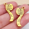 Gouden meetlint bedel van metaal met gegraveerde schalen voor DIY sieraden maken - Antiek Goud Meetlint Stijl (20235)