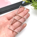 Silver square hollow bezel pendant for DIY jewelry making held in hand for size - 44x48mm / Large White K Square Frame (13514)