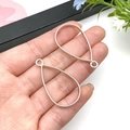 Silver teardrop hollow metal frame pendant for DIY jewelry making handmade earrings - 38x21mm / White K Teardrop Frame (22379)