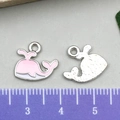 Rosa Emaille-Walfisch-Anhänger aus Metalllegierung für DIY-Schmuck und Schlüsselanhänger - Rosa Wal (21893) / 12x14mm