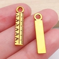 Gouden miniatuur liniaal bedeltje met 1-6 schaal voor het maken van sieraden - Antiek Goud Rechte Liniaal Stijl (20240)