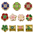 Perles dorées en forme de fleurs et porte-bonheur en émail pour bijoux DIY - Ensemble de Perles d'Espacement Fleur de Cerisier Style Chinois Or Ancien (SN1175)