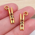 Mini gouden wasknijper hangers van legering voor DIY sieraden maken accessoires - Antiek Goud Clip Stijl (20241)