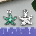 Seestern-Anhänger aus grüner Emaille für DIY-Schmuck mit metallischer Rückseite - Grüner Seestern (21903) / 15x18mm