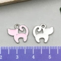 Rosa Emaille Katzenanhänger aus Legierung für DIY Schmuck Ketten und Schlüsselanhänger - Rosa Katze (21905) / 12x12mm