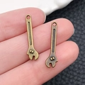 Vintage bronze wrench alloy charms for DIY necklaces and keychain jewelry making - Antique Bronze Wrench (17384)