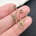 Pair of vintage bronze pliers shaped alloy pendants for DIY necklace or keychain making - Antique Bronze Pliers (17385)