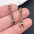 Set of 2 vintage bronze mini wrench charms for DIY jewelry and keychains on finger - Antique Bronze Wrench (17386)