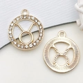 Gold Taurus zodiac pendant pair with sparkling rhinestones for DIY jewelry making - Taurus Zodiac (18608) / Rhinestone Zodiac