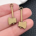 Vintage bronze axe alloy pendants for DIY necklace or keychain making with hanging loop - Antique Bronze Axe (17390)