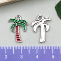 DIY Palmen Anhänger in Grün und Silber für die Schmuckherstellung - Grüne Kokospalme (21936) / 12x18mm
