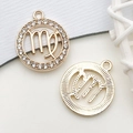 Pendentifs signe de la Vierge en alliage doré avec cristaux pour bijoux DIY - Vierge Zodiaque (18612) / Signe du Zodiaque en Strass