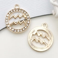 Pendentifs Verseau dorés avec strass brillants pour la création de bijoux DIY - Verseau Zodiaque (18617) / Signe du Zodiaque en Strass