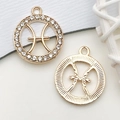 Pendentifs de bijoux zodiaque dorés avec cristaux blancs pour création DIY - Poissons Zodiaque (18618) / Signe du Zodiaque en Strass