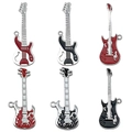 Set of six guitar charms with red and black enamel in silver-tone alloy for DIY jewelry - Mixed 6-Piece White K Guitar Set (SN1160)