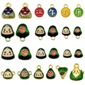 DIY enamel zongzi charms in multiple colors for festive bracelet and jewelry making - Green Color Set (SN1134)