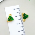 Panda Zongzi style alloy charm in green and gold, size shown by scale for DIY jewelry - Dragon Boat Festival Triangular Dumpling(22603)