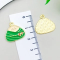 Green Zongzi dumpling alloy pendant charm for keychains and jewelry making - Chinese Zongzi (23038)