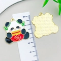 Cartoon panda alloy charm with red drum and gold blessing character detail - Red Panda Lucky Jar (23042)