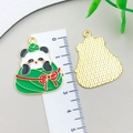 Panda rice dumpling enamel pendant with front and back views showing metal texture - Bowknot Zongzi Panda (23044)