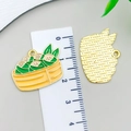 Green alloy Zongzi charm with gold plating for DIY jewelry and keychain making - Family Reunion Zongzi (23046)