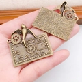 Steampunk bronze swallow and clock gear pendants for DIY necklace jewelry making - Rectangular Bird Large Clock Gear (1260)