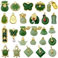 Traditional Chinese style jade imitation pendants in diverse auspicious shapes with gold edges - Chinese Style Pendant Set (SN1135)