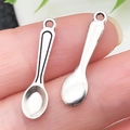 Silberne Löffel Anhänger aus Legierung für DIY-Schmuck und Armband Zubehör - Kleiner Löffel (6x24mm)