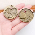 Steampunk bronze gear pendant charms for DIY jewelry making in a vintage clockwork design - Round Mechanical Large Gear (1894)