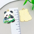 Panda and zongzi dragon boat festival alloy pendant with blue bag and gold metal trim - Panda Eating Zongzi (23039)