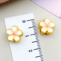 Boucles d'oreilles fleurs en émail rose et métal doré, design cerisier de 1,1 cm - Perle d'Espacement Fleur de Cerisier Grand Trou Double Face (22687)