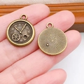 Steampunk bronze gear clock pendant charm with Roman numerals for DIY jewelry - Round Clock (4052)