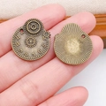 Antique bronze steampunk gear clock pendant for DIY vintage jewelry making - Round Small Clock Gear (6379)