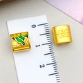 Breloques et perles de fleurs émaillées de style chinois montrant la taille réelle - Perle d'Espacement Paysage et Caractère 'Fu' Grand Trou Double Face (22694)