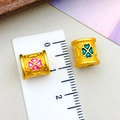 Perles cylindriques dorées avec motifs de trèfle à quatre feuilles en émail coloré - Perle d'Espacement Baril Double Face Rose-Bleu Grand Trou (22695)
