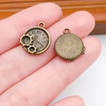 Vintage bronze steampunk clock and gear alloy charms for DIY necklace jewelry making - Clock Gear (8121)