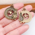 Steampunk bronze rabbit and clock charm pendants for DIY vintage jewelry making - Antique Alice Rabbit Clock (8287)