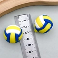Miniature yellow, blue and white volleyball PVC keychain charm with striped texture - Yellow White Volleyball Style (22928)