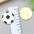 Soccer ball metal enamel charm pendant for DIY jewelry making with gold finish base - Enamel Football Style (18644)