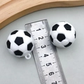 DIY black and white football PVC keychain charm pendant with classic textured finish - Black White Football Style (22929)