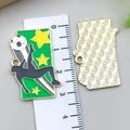 Soccer charm pendant with green enamel, black silhouette, and gold finish back view - Green Shooting Soccer Style (22942)