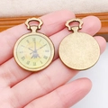 Vintage bronze steampunk clock pendants featuring Eiffel Tower design for DIY jewelry - Round Vintage Clock Charm (17310)