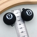 Pair of black 8-ball billiard style keychains made of soft PVC material in 25mm size - Black White No 8 Billiard Style (23148)