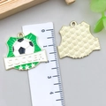 Soccer shield pendant with green enamel soccer pattern and golden metal textured back - Green Shield Badge Soccer Style (22943)